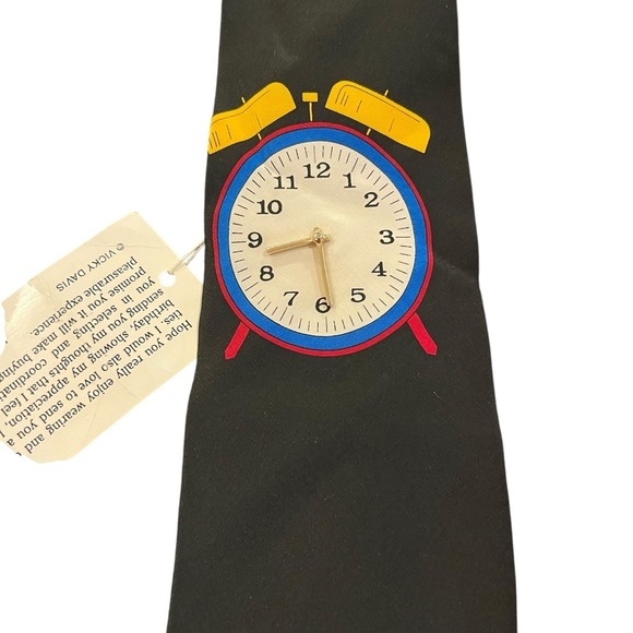 Vintage 90s novelty fun tie lot Vicky Davis clock lawyer new made USA silk - Picture 4 of 8